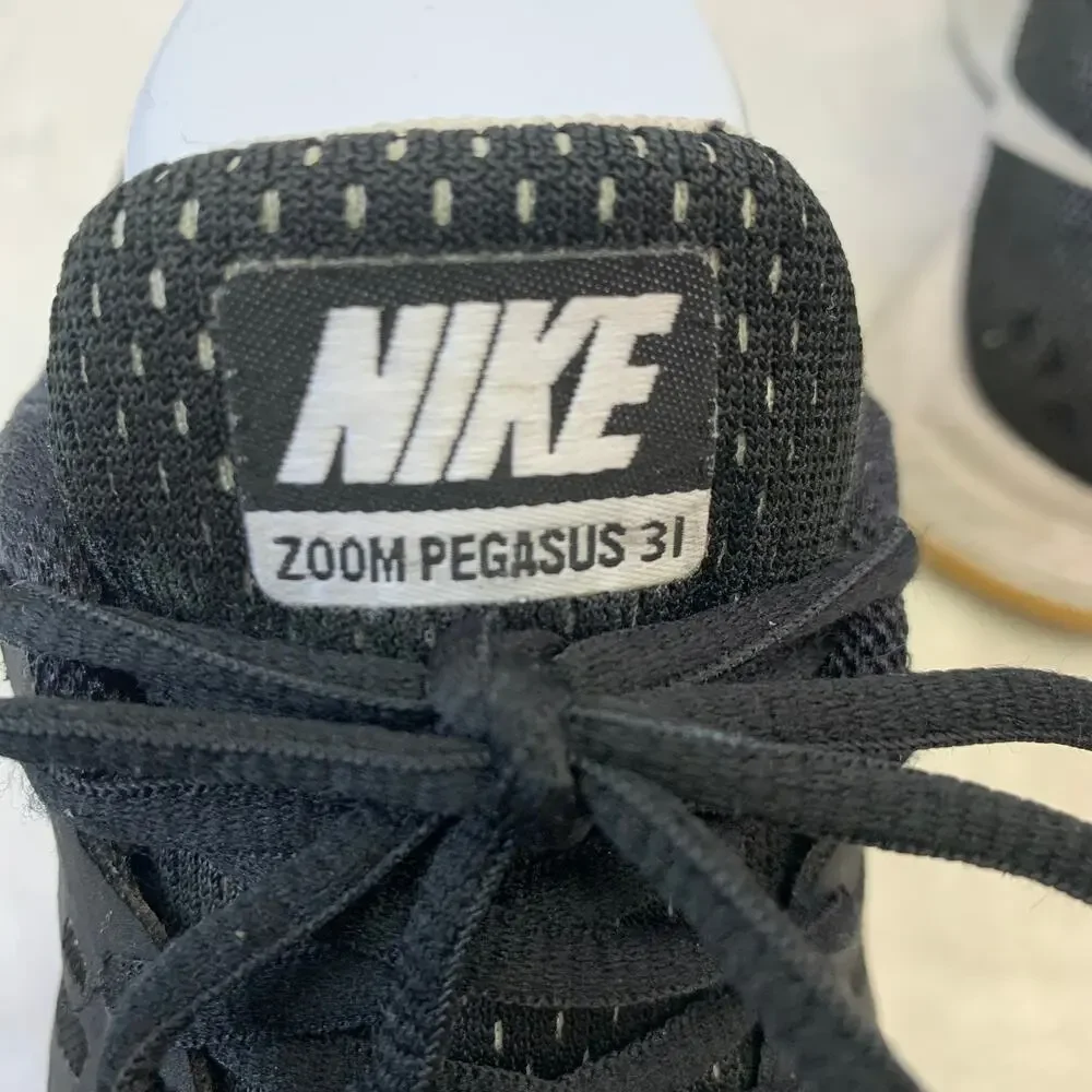 Nike Zoom Pegasus 31 Womens 7.5 Black White Running Shoes Sneakers RUN Shoe